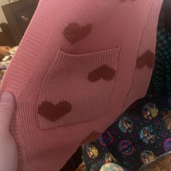 Emma & Elsa pink girls hooded cardigan with heart ❤️ pattern size 10/12(M) - Picture 3 of 9